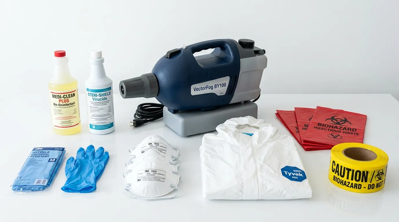 Professional biohazard remediation crew working in Moreno Valley